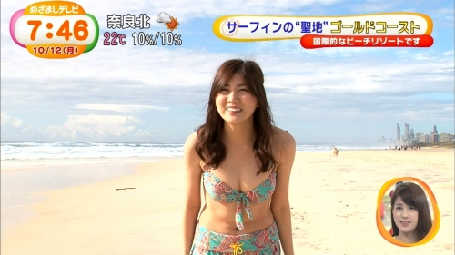 めざましで見せた岩崎名美ちゃんのみずみずしい水着がたまらないエロ画像ｗｗ1